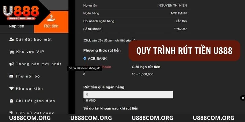 4 Bước rút tiền u888 chi tiết cho hội viên